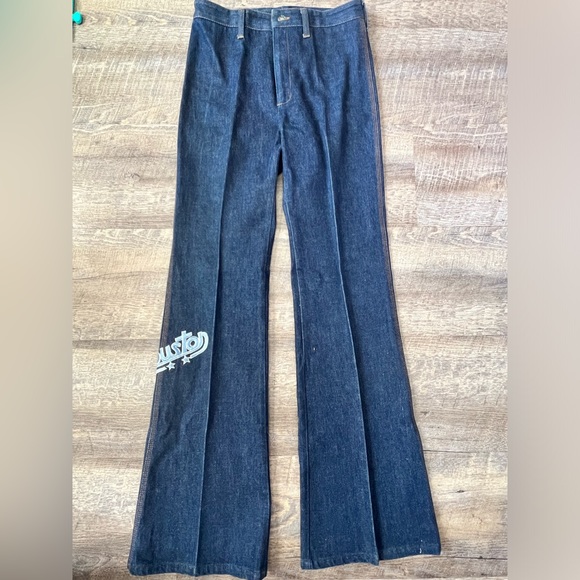 RARE Vintage 1970’s Houston Oilers Embroidered High Waisted Jeans - Picture 2 of 9